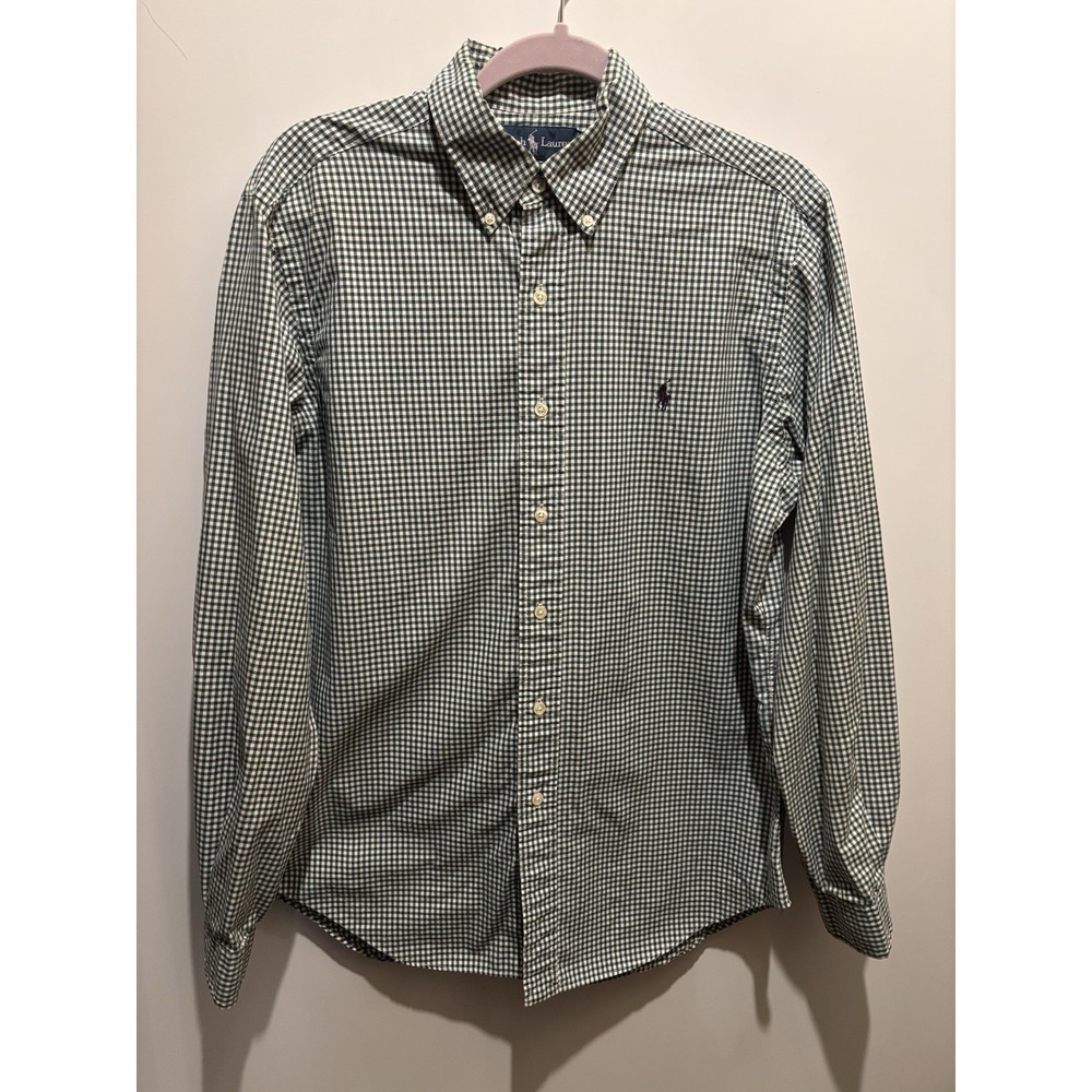 Ralph Lauren Classic Fit 15 1/2 34/35mgreen Checked Long Sleeve Shirt